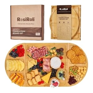 Magnetic Charcuterie Board Set - Natural Bamboo